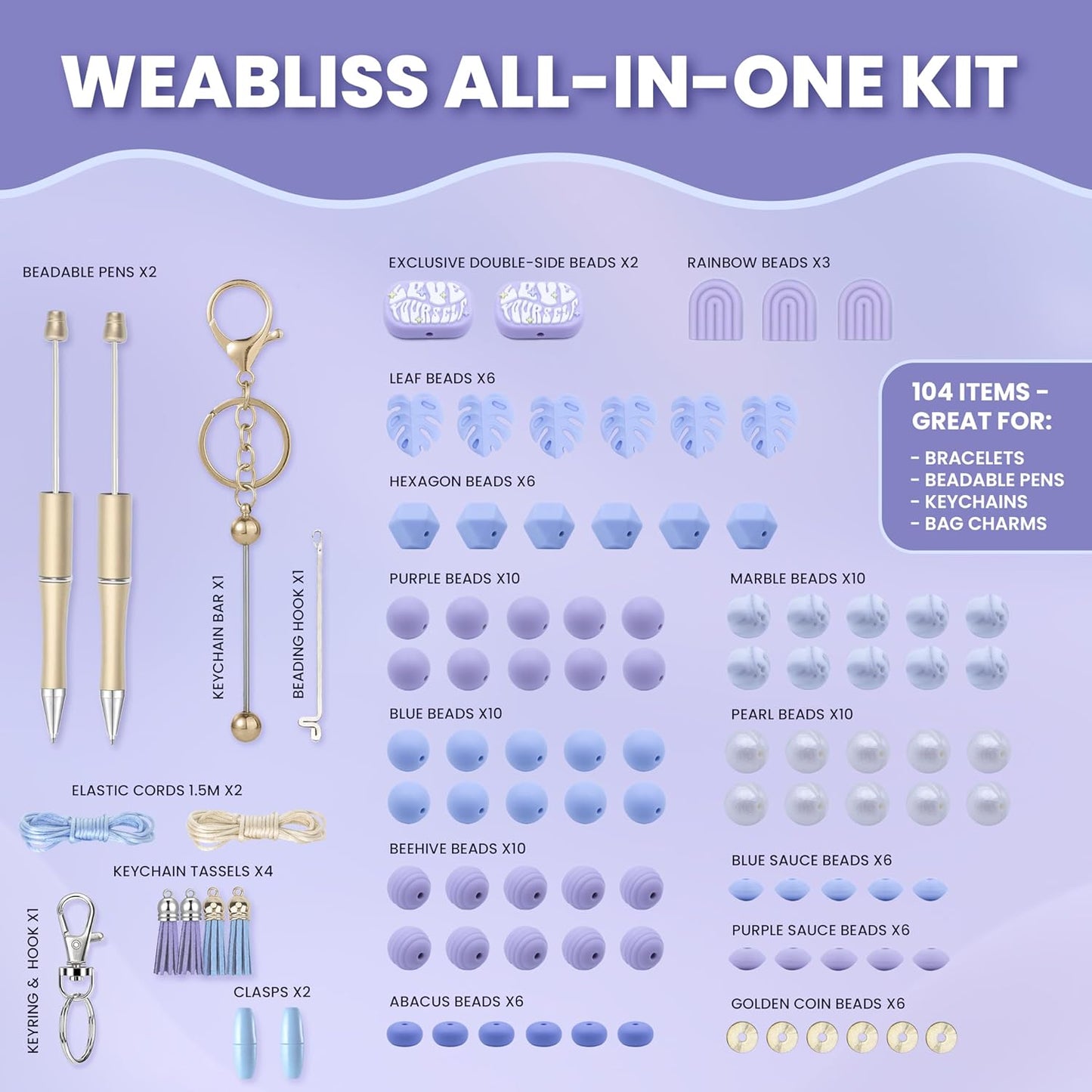 WEABLISS Silicone Beads Kit: All you need to start your bead craft